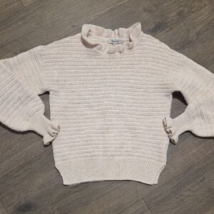 Madewell Cotton Merino Wool Ruffle Neck Sweater